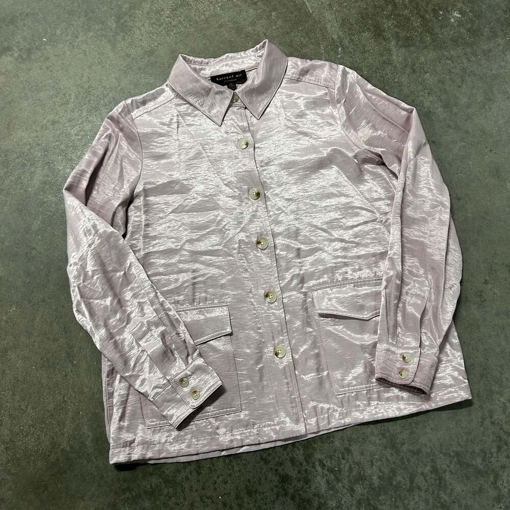 Current Air Los Angeles Pink Shimmer Button Down Shirt Jacket Size XS
